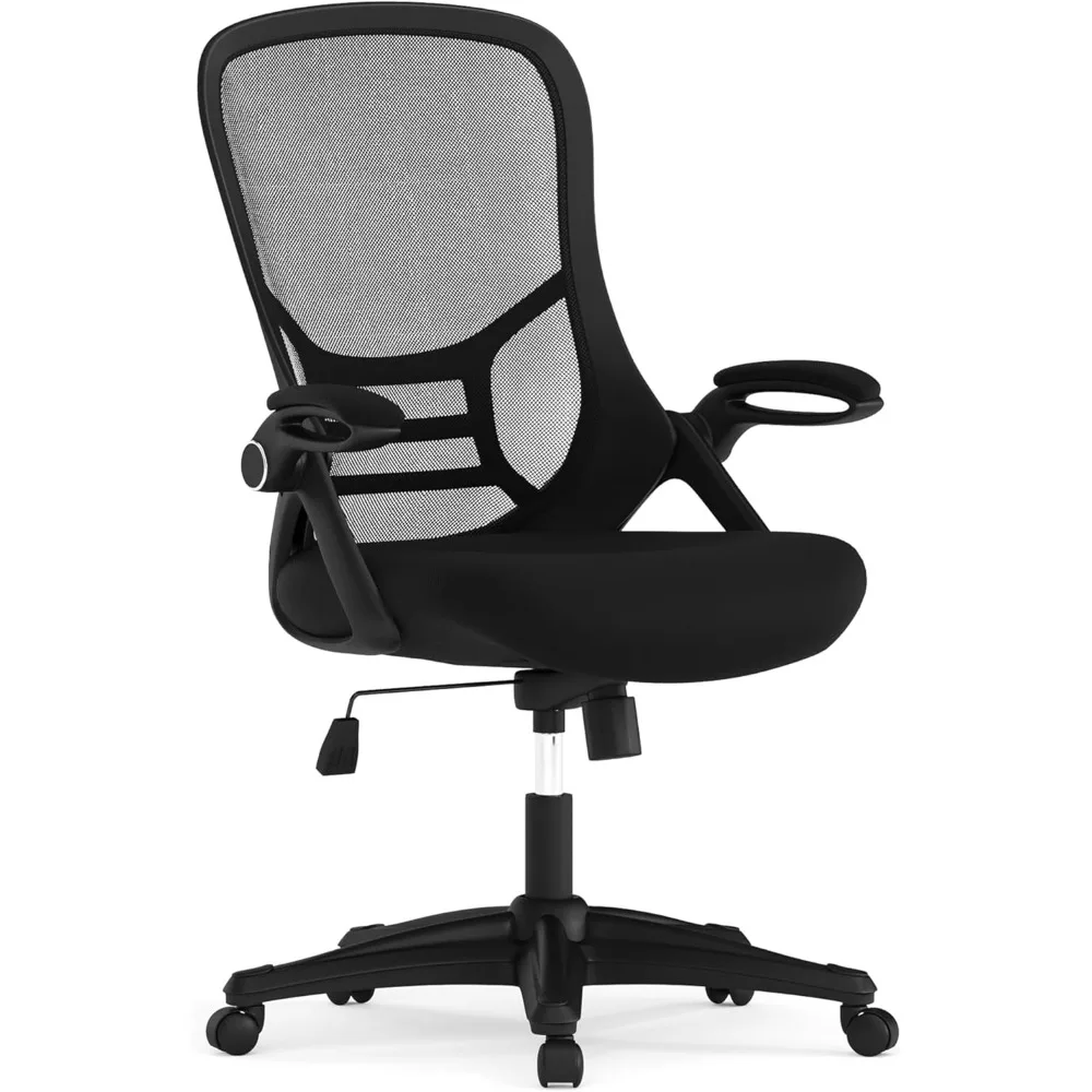 

Ergonomic office chair, high back black mesh office chair with black frame and flip arm that rotates