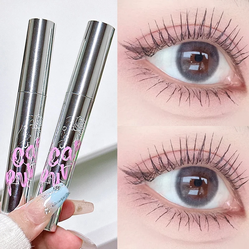 4D Seidenfaser-Mascara, wasserfest, nicht blühend, seidig, schwarze Wimpern, verlängernde Wimperntusche, schlanke, langlebige Augen-Make-up-Kosmetik