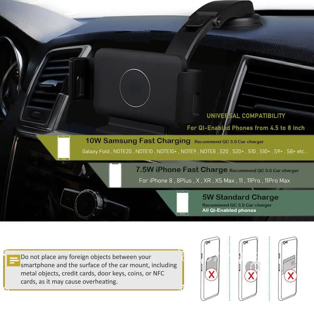 Automatic Clamping Car Wireless Charger for Samsung Galaxy Z Fold 3 2 Note20 S20 iPhone 12 11 13 Max Air Vent Mount Phone Holder