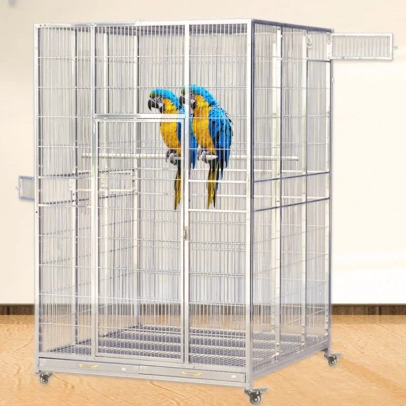 Stainless Large Bird Cage Home Myna Courtyard Parrot Cockatiel Bird Cage Birdhouse Nest Oiseaux Accessoires Pet House QF50NL