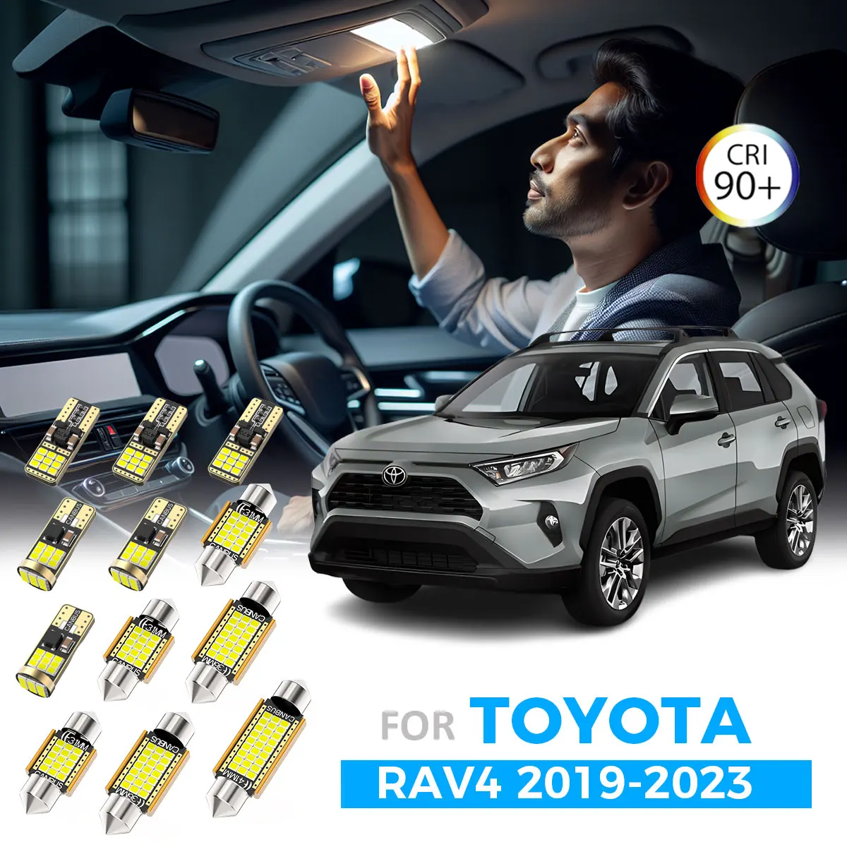 AENVTOL 6 قطعة Canbus سيارة LED الداخلية ضوء لمبة عدة لتويوتا RAV4 MK5 5 V 2019 2020 2021 2022 2023 المرآة البالونية جذع مصباح