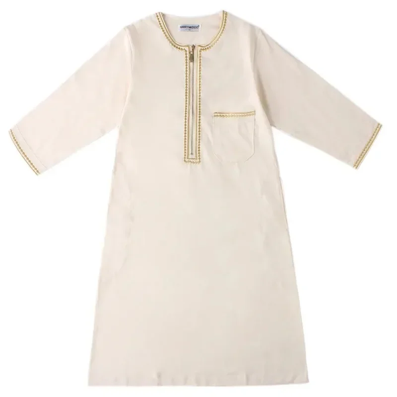 New2024 Dubai Arab Muslim Kids Boys Clothes Abaya Caftan Robes Islamic Ramadan Clothing Oman Arabic Qatar Child Kaftans Costumes