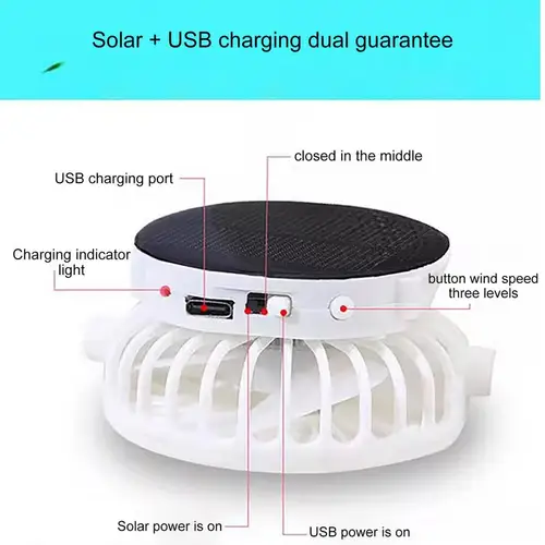 Imagen 2 del producto Sombrero para el sol transpirable con ventilador Solar, sombrero con protección solar para exteriores, ventilador recargable por USB, gorras de béisbol, sombreros con sombrilla de protección solar de verano