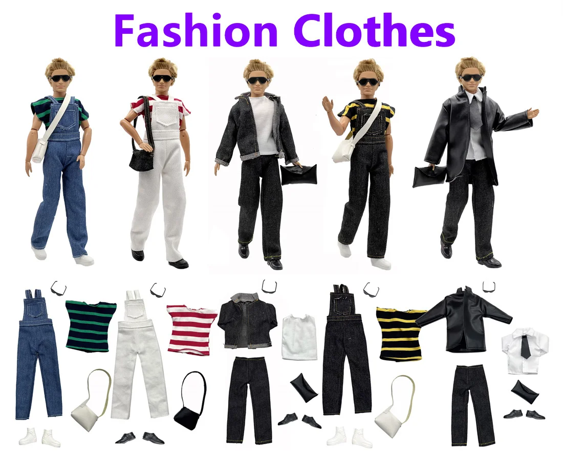 1 Set Ken Cloth Handmade Doll Accessories Casual Wear Clothes+Bag for 30cm Ken Doll Kids Gift