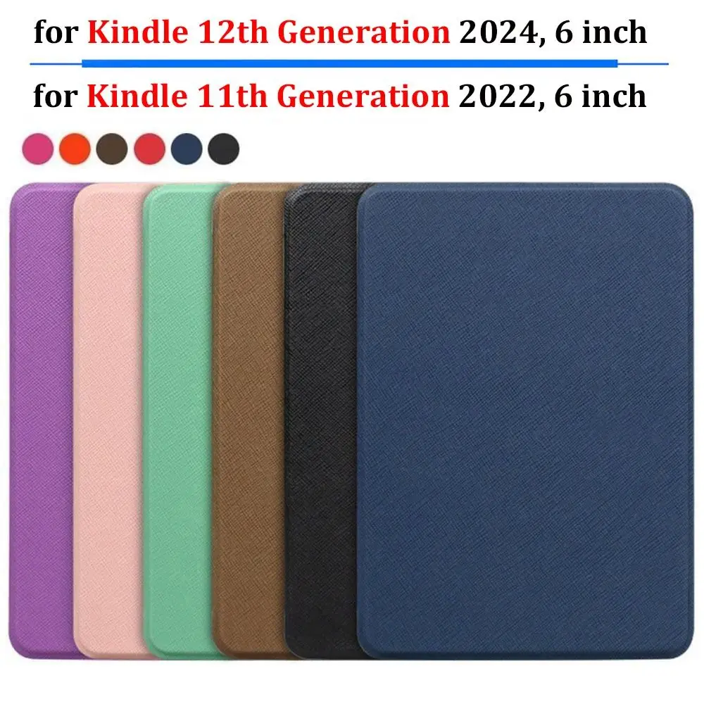 

PU Leather Folio Case Anti Scratch Auto Sleep/Wake Smart Cover Lightweight Shockproof for Kindle 2024 6" (12th Generation)