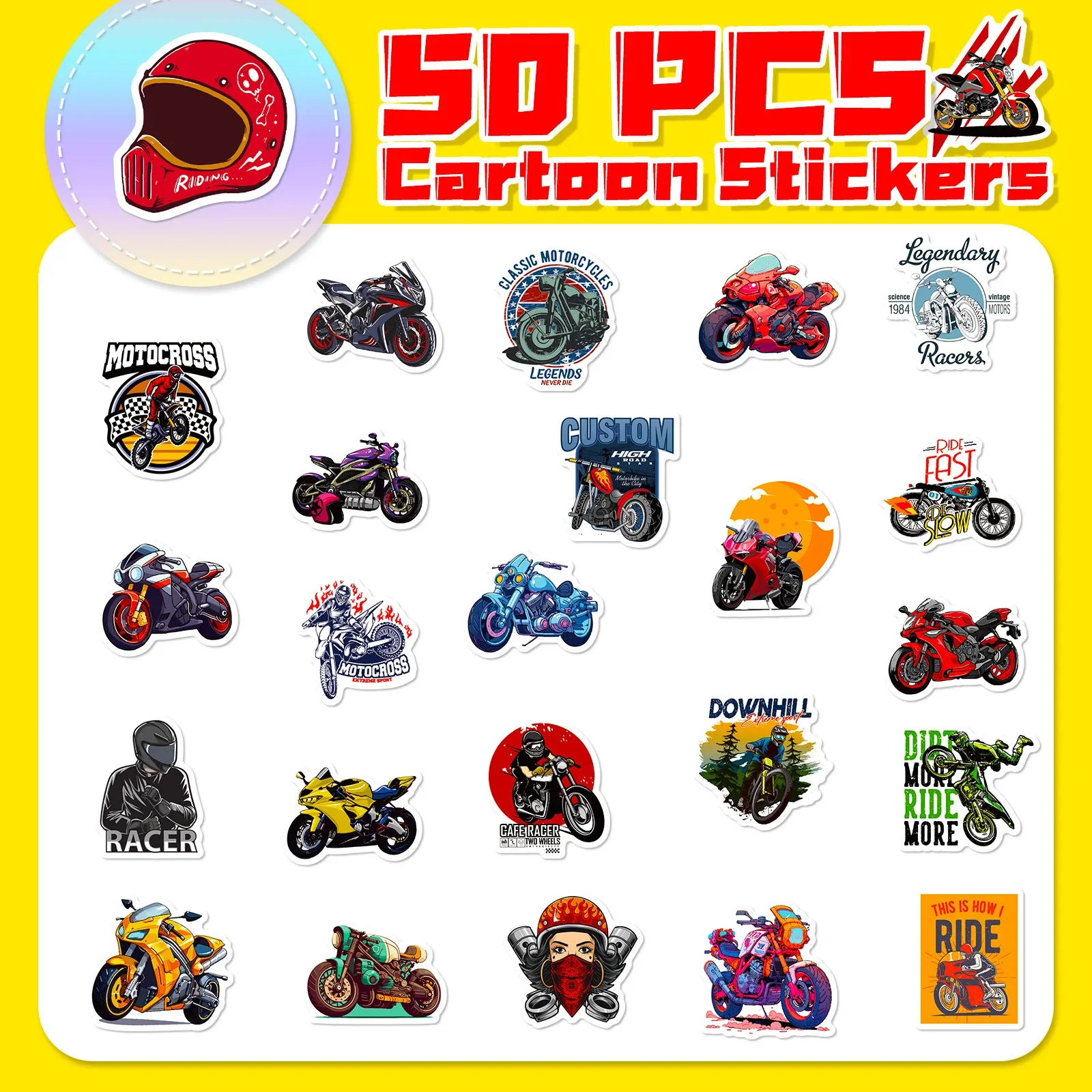 JDM Cool Adesivos para Carro, Motocicleta de Corrida, Bicicleta, Skate, Bagagem, Laptop, Caixa do telefone, Adesivo Aleatório, Decalques Bomba, 50Pcs