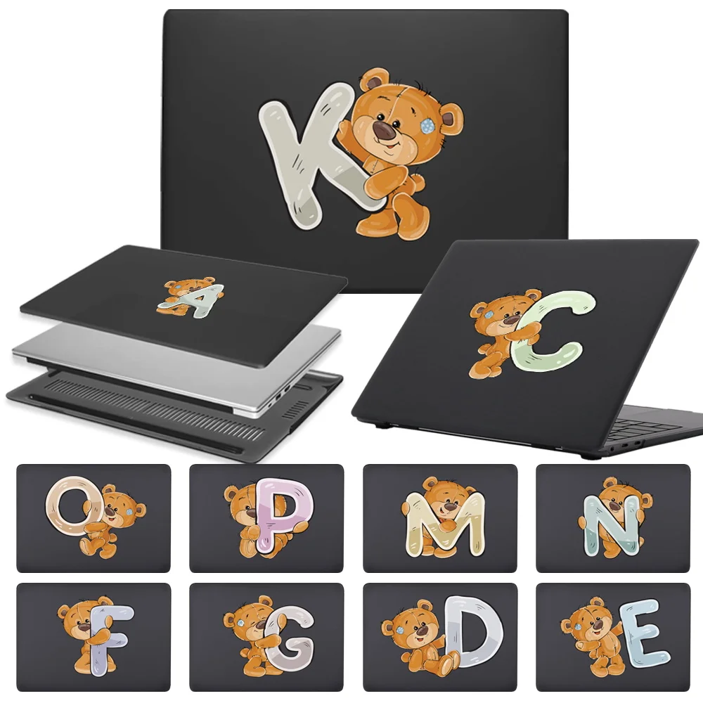 For Huawei MateBook 13/13 2020/14/D14 2020/D15 2020/X Pro 13.9 /X 2020/MateBook 14 2021 Cute Bear Letter Plastic Protective Case