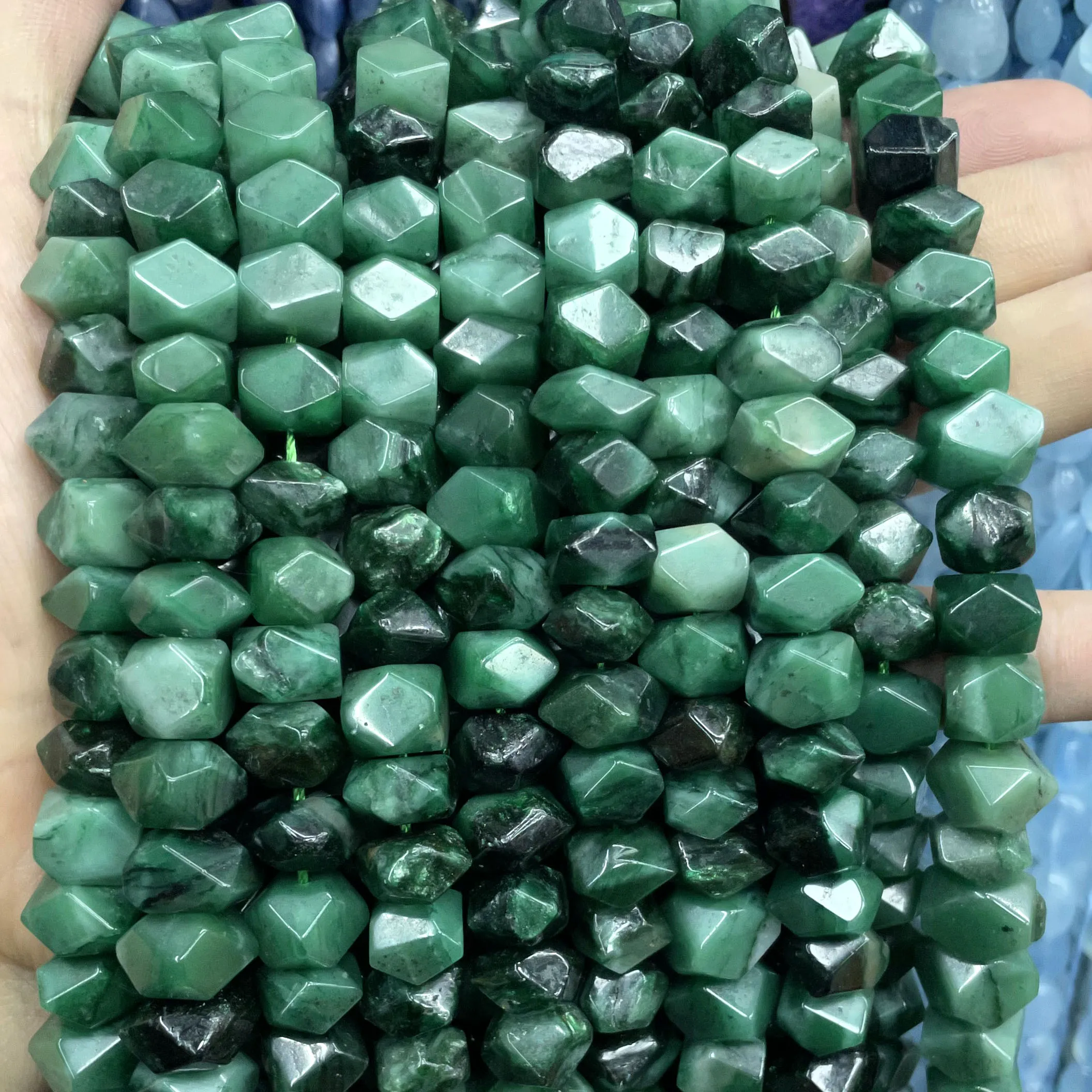 6x11MM Irregular Natural Emerald Green Gemstone Special Cut Loose Spacer Beads For Jewelry Making DIY Bracelet Accessories