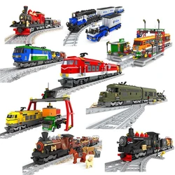 Plastic Building Blocks Creative Technic Vehicle Train Mode Educational Bricks Rail Toys For Children Present Boy Gifts Birthday