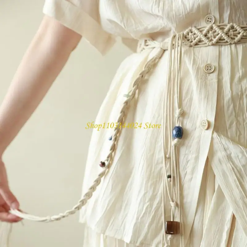N5KE Ladies Bohemian Belt Braid Waist Belt for Summer Seaside Dress Braid Belt