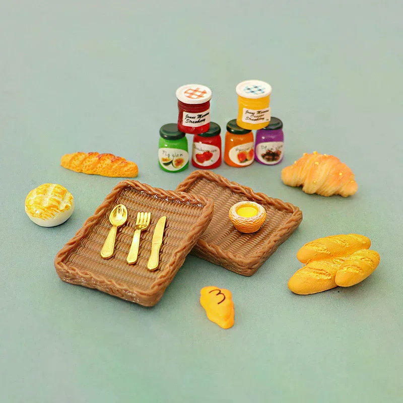 1Set Dollhouse Miniature Food Dessert Cake Tray Model Tableware Kitchen Accessories For Doll House Decor Toys Gift