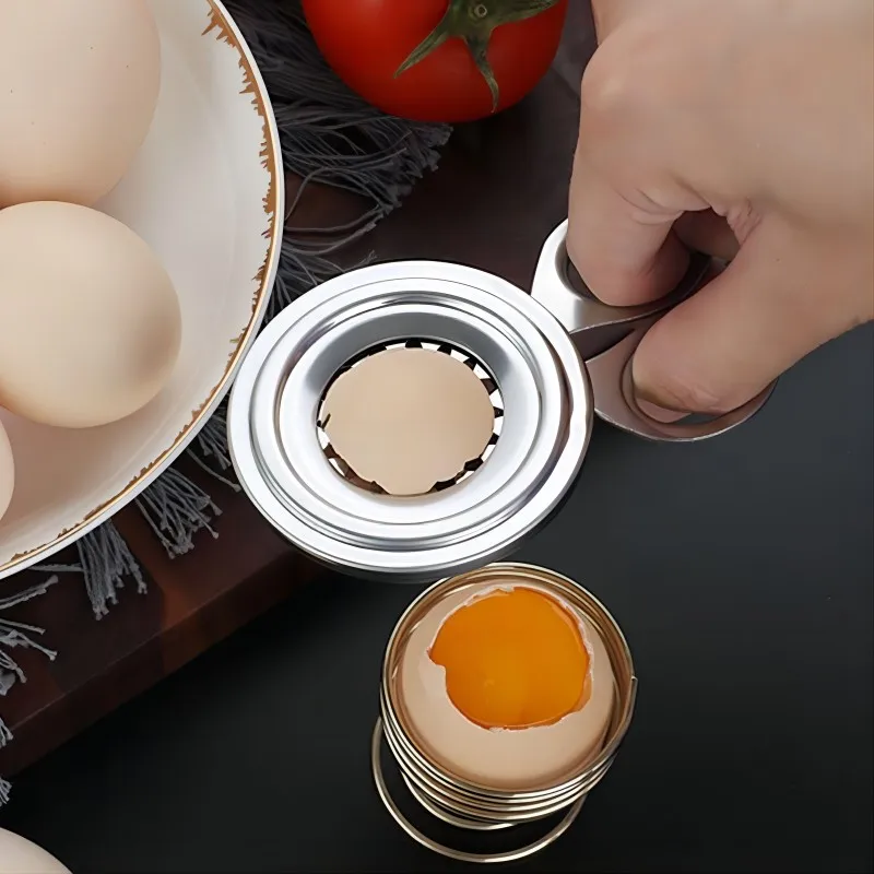 Stainless Steel Egg Topper Cutter Egg Eggshell Opener Double Head Egg Topper Shell Opener Boiled Raw Egg Top Cover Cutter