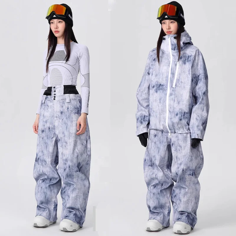 

New Baggy Trendy Waterproof Outdoor Women's Winter Suits 2025 Men's Tracksuit Set Warm Single Double Board Breathable Top Pants