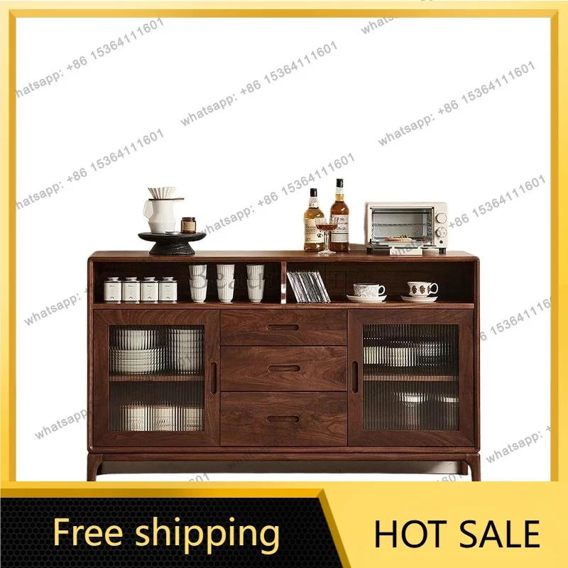 FG all solid wood dining side cabinet, North American black walnut, Nordic simple wall locker, antique style