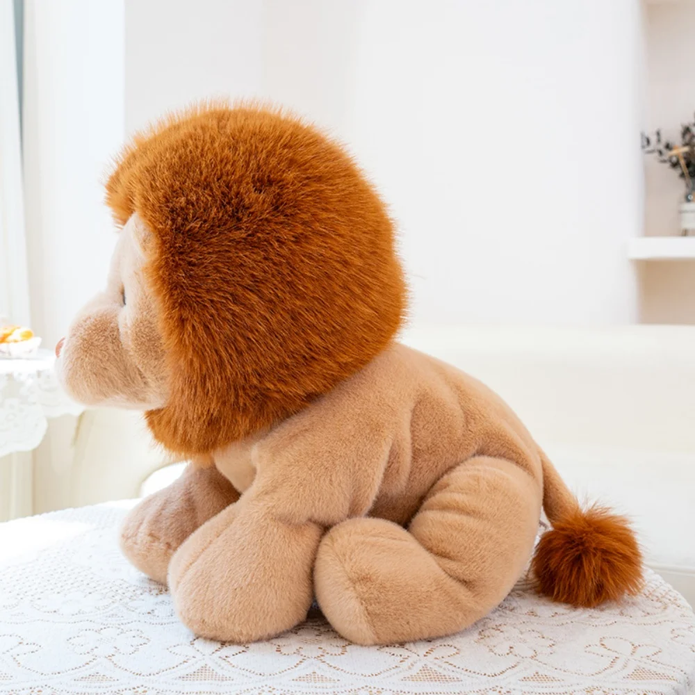Fluffly Hair Lion Plush Toy Cartoon Sitting Or Lying Down Stuffed Animal Cuddly Animal Lion King Doll Room Decor