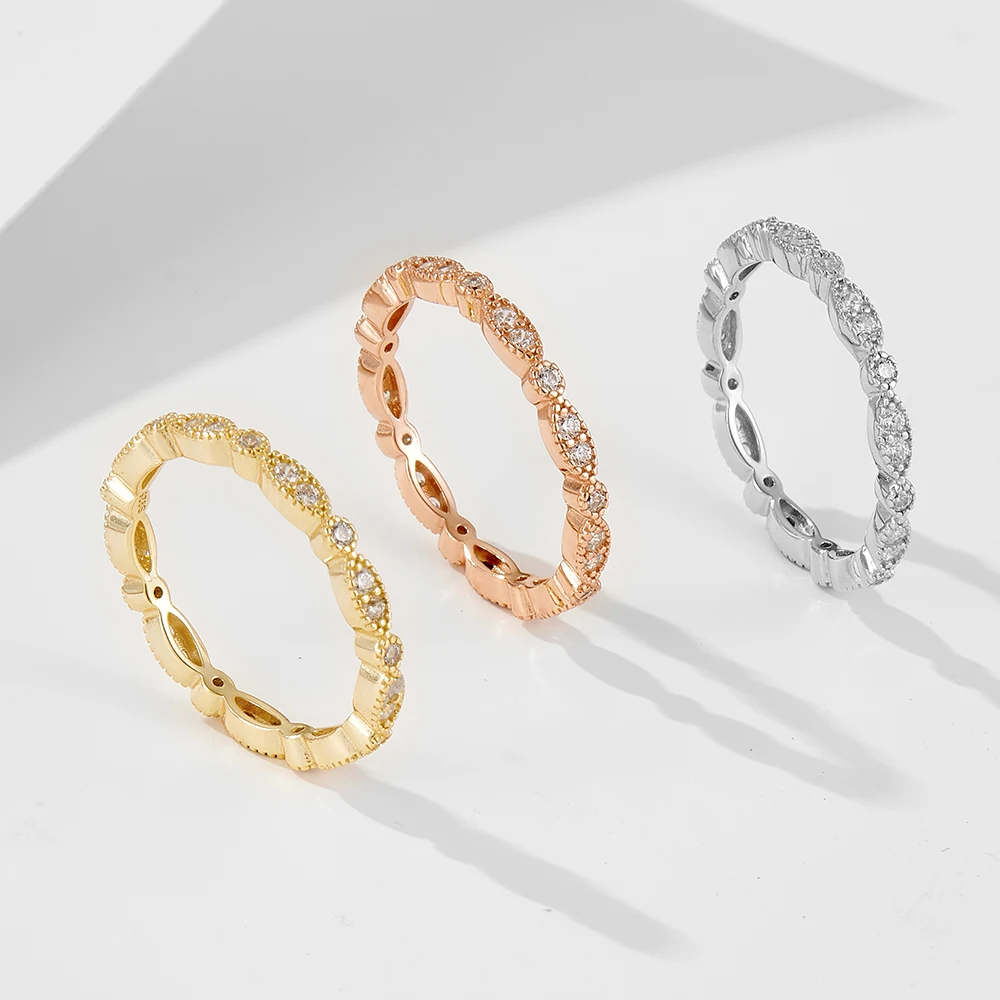 خاتم ألماس مطلي بالذهب من الفضة الإسترليني S925 للنساء بتصميم فريد من نوعه على طراز INS قابل للتكديس ومتعدد الاستخدامات #3