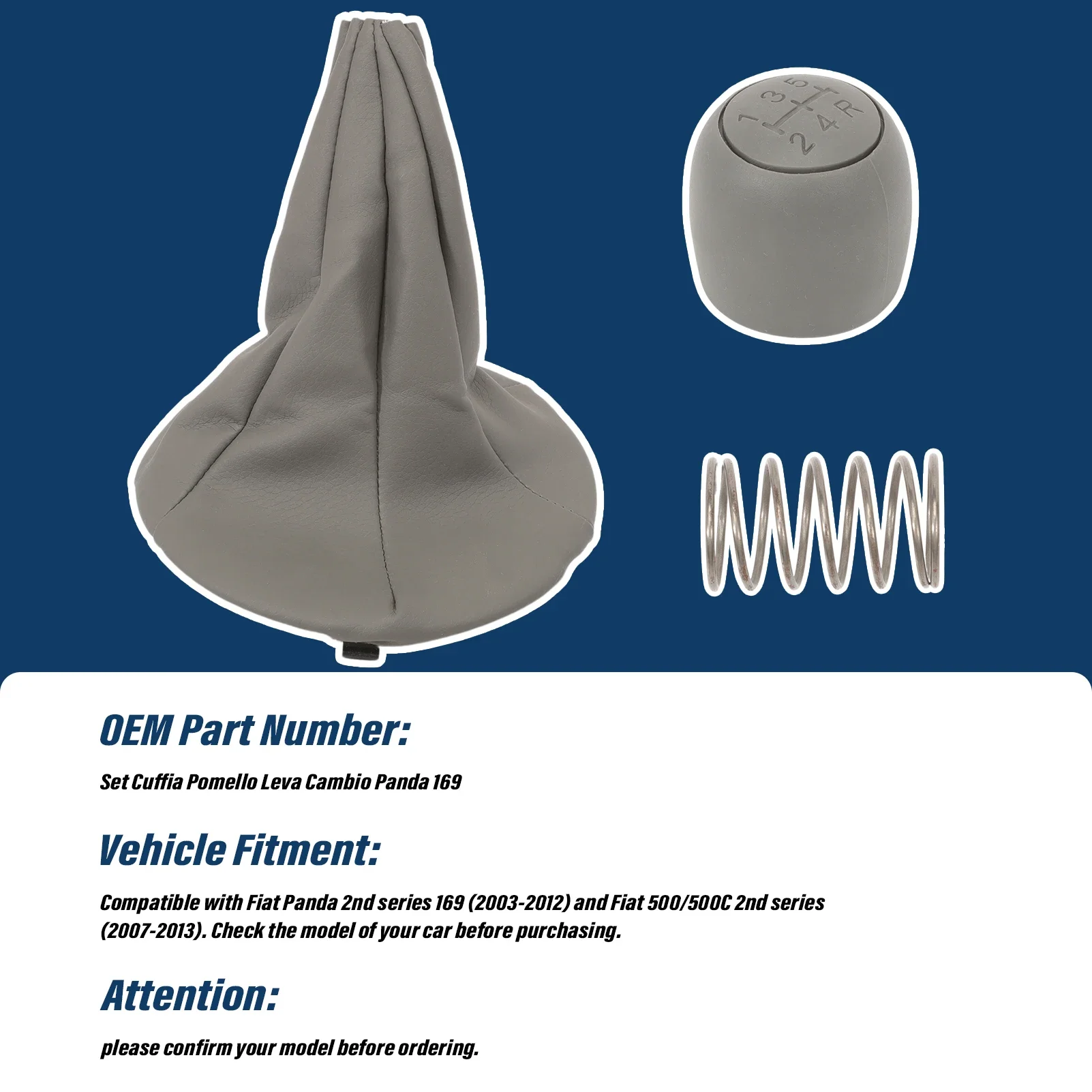 5 Speed Gear Shift Knob Lever Shifter Gaiter Boot Cover For Fiat Panda 169 2 Serie 2003-2012 Fiat 500/500C 2 Serie 2007-2013