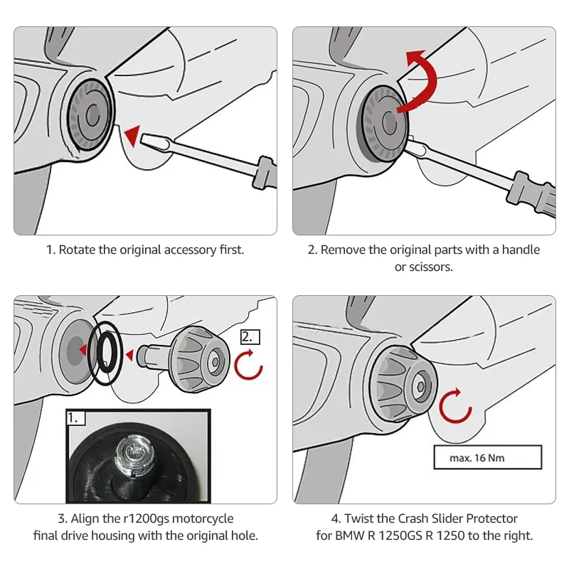 Motorcycle Final Drive Housing Cardan Crash Slider Protector Fir for BMW R 1200 GS R1200GS LC 13-17 R1200 GS LC Adventure 14-17