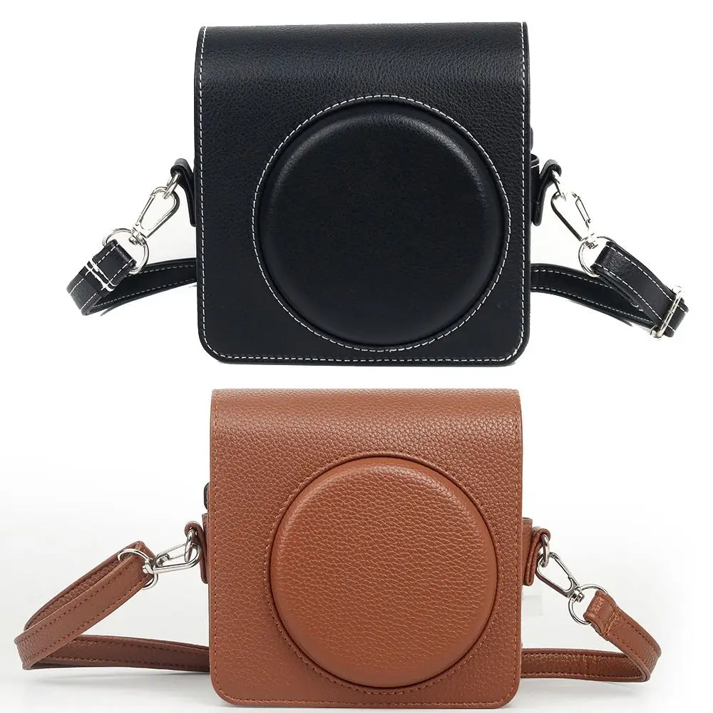 PU-Leder-Sofortbildkamera-Hülle, verstellbarer Riemen, stoßfeste Fotografie-Tasche, Retro, tragbar, für Fujifilm Instax Square SQ40