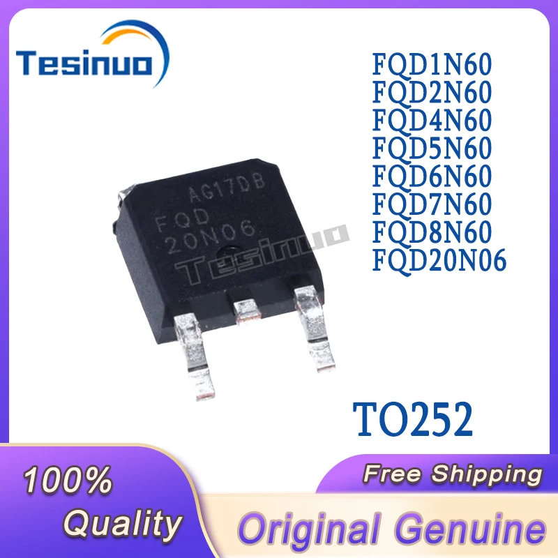 20/PCS New FQD1N60 FQD2N60 FQD4N60 FQD5N60 FQD6N60 FQD7N60 FQD8N60 FQD20N06 TO252 Ic Chip In Stock