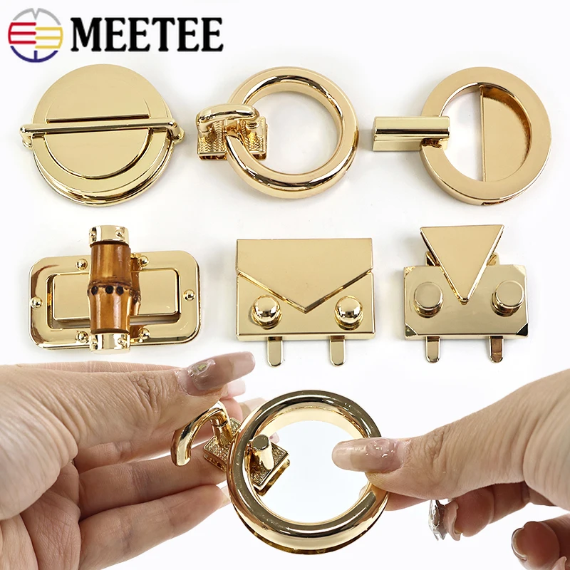 

2Pcs Bag Metal Lock Buckle Rotating Buckles Handbag Closure Clasp Turn Twist Locks Snap Purse Replace DIY Hardware Accessories