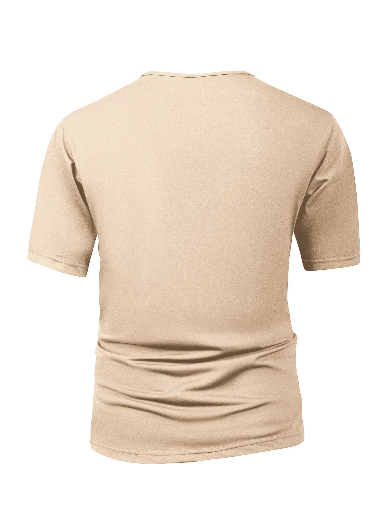 Sommer Herren Henley T-Shirt mit Kurzen Ärmeln, Einfarbig, Leicht und Atmungsaktiv, 3-Knopf-Verschluss, Lässiges Alltags-Basis-Oberteil – Detail 9