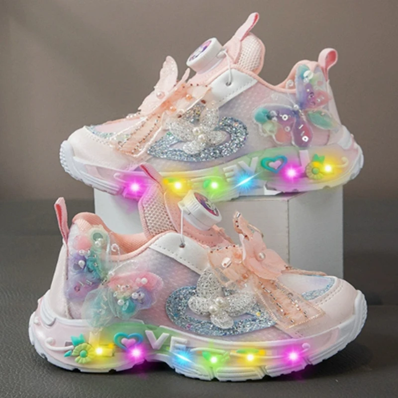 New Kids Casual Shoes Girls Luminous Sneakers Spring Autumn Summer Toddler Outdoor Flat Led Light Up Children Breathable Shoes