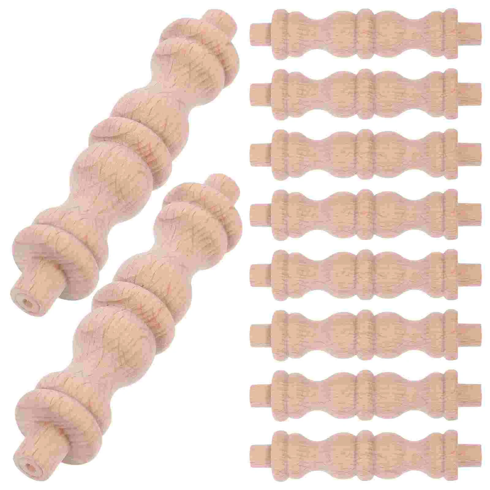 

10pcs Small Column Wooden Carved Accent Cabinet Furniture Decoration Mini Column for Kitchen Dining Room Bottle Holder