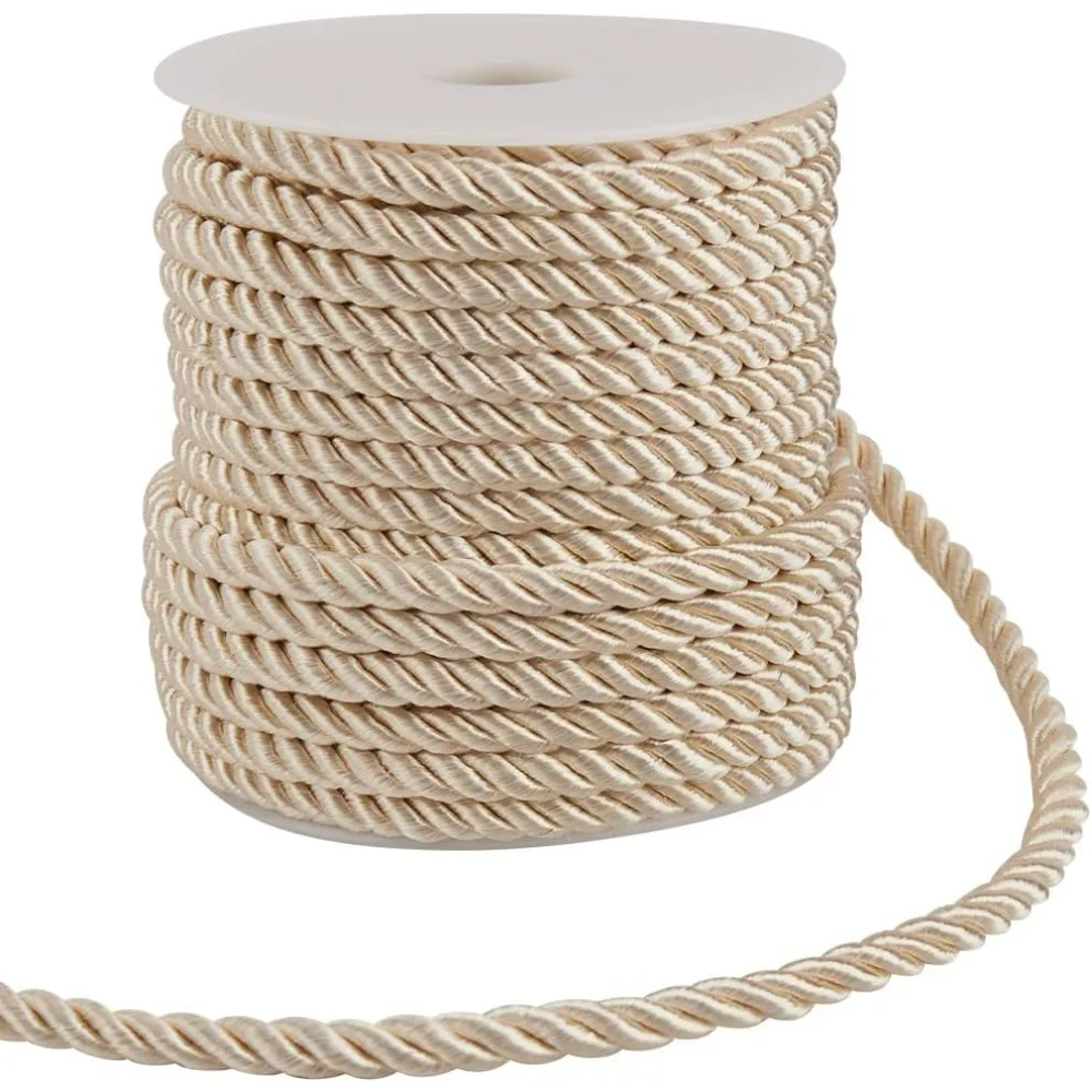 

20 Yards Decorative Cord 6mm/0.24" Polyester Twist Rope Twine Cording Thread String Ribbon for Home Decor Curtain