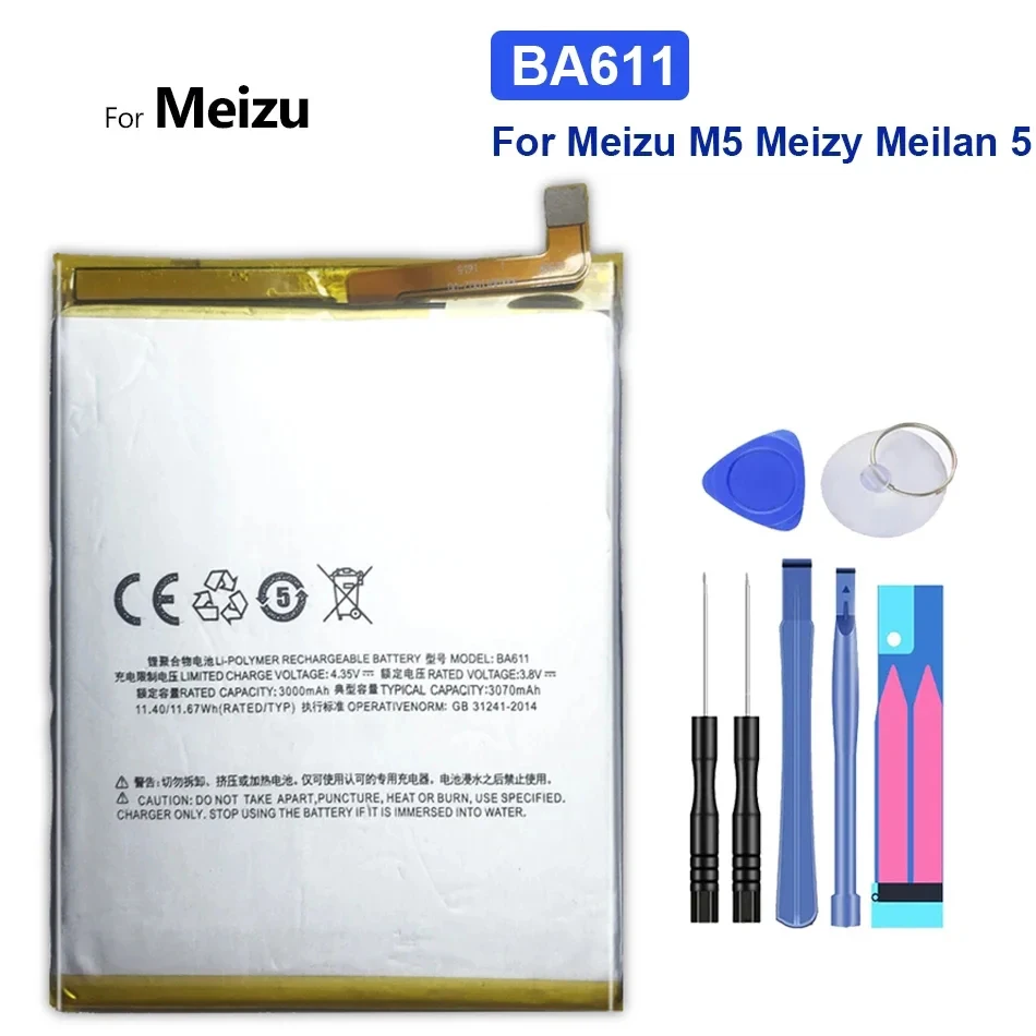 Аккумулятор для телефона BA611 для Meizu M5 5S 5C M5S M5C Meizy M6 Note M 5 S/C M611H M611Q M611M M710H M710M M721H M721L M721Q M612Q M612M