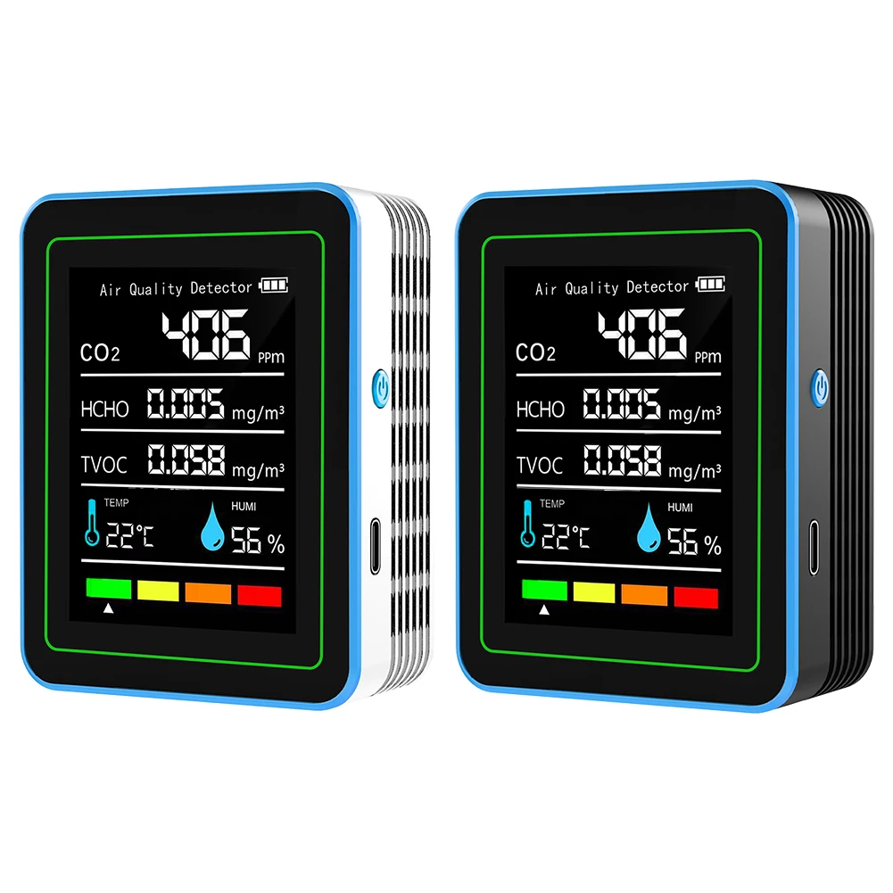 5-in-1 Air Quality Monitor Indoor Air Quality Meter Air Quality Tester Temperature and Humidity Monitor for Home Office School