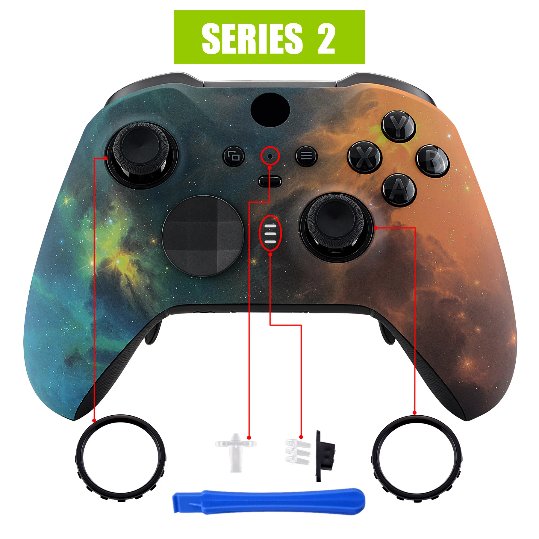 

eXtremeRate For Xbox One Elite Series 2 Controller Model 1797 Front Housing Case - Gold Star Universe