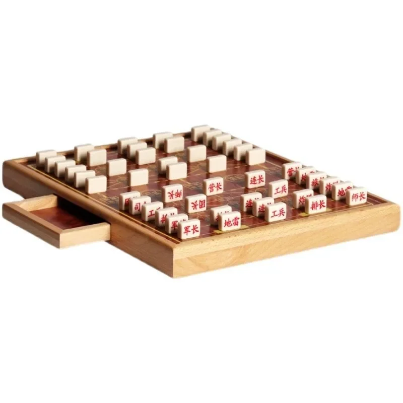 High-grade wooden large adult military flag land chess, primary school students puzzle children's military chess board 2 people