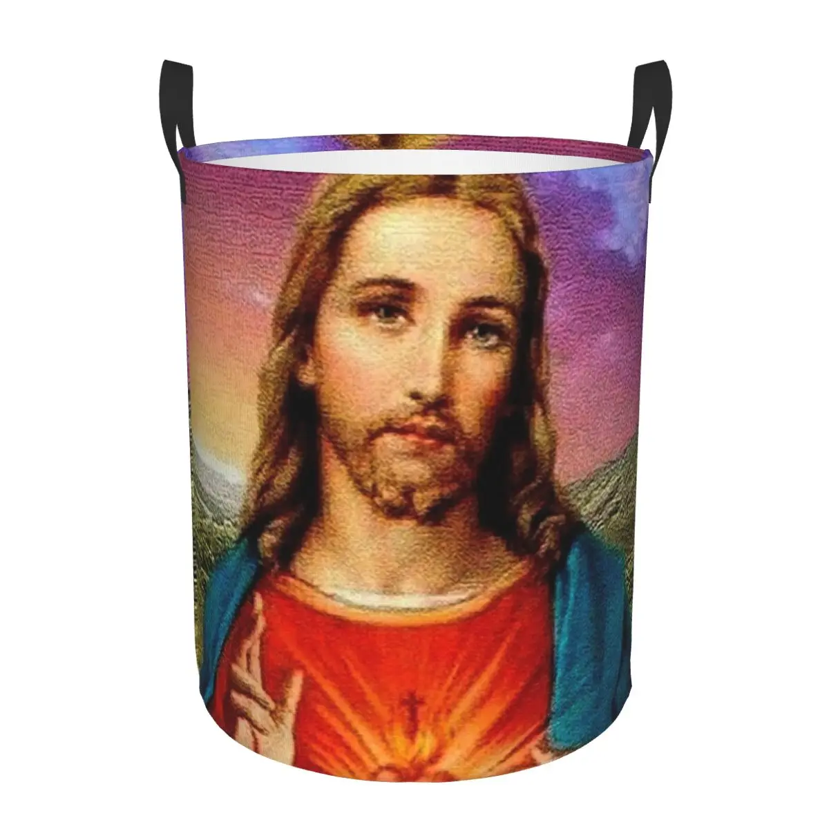 Sacred Heart Of Jesus Folding Laundry Baskets Dirty Clothes Toys Sundries Storage Basket Large Waterproof Box For Home Kids