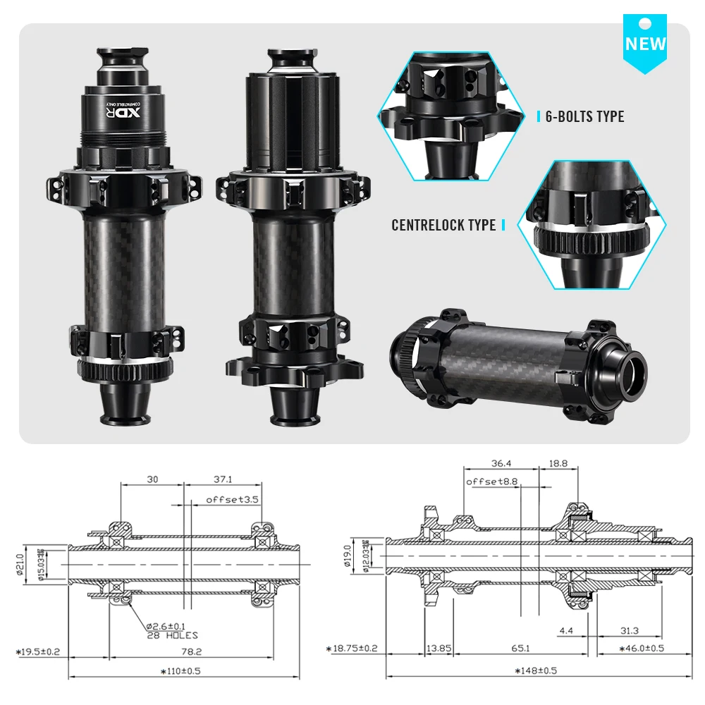 RYET MTB Hub Carbon Bicycle Mountain Bike Hubset 6 Pawls Boost 148MM Hub 10 11 12 Speed HG MS XD Freehub Cycling Parts