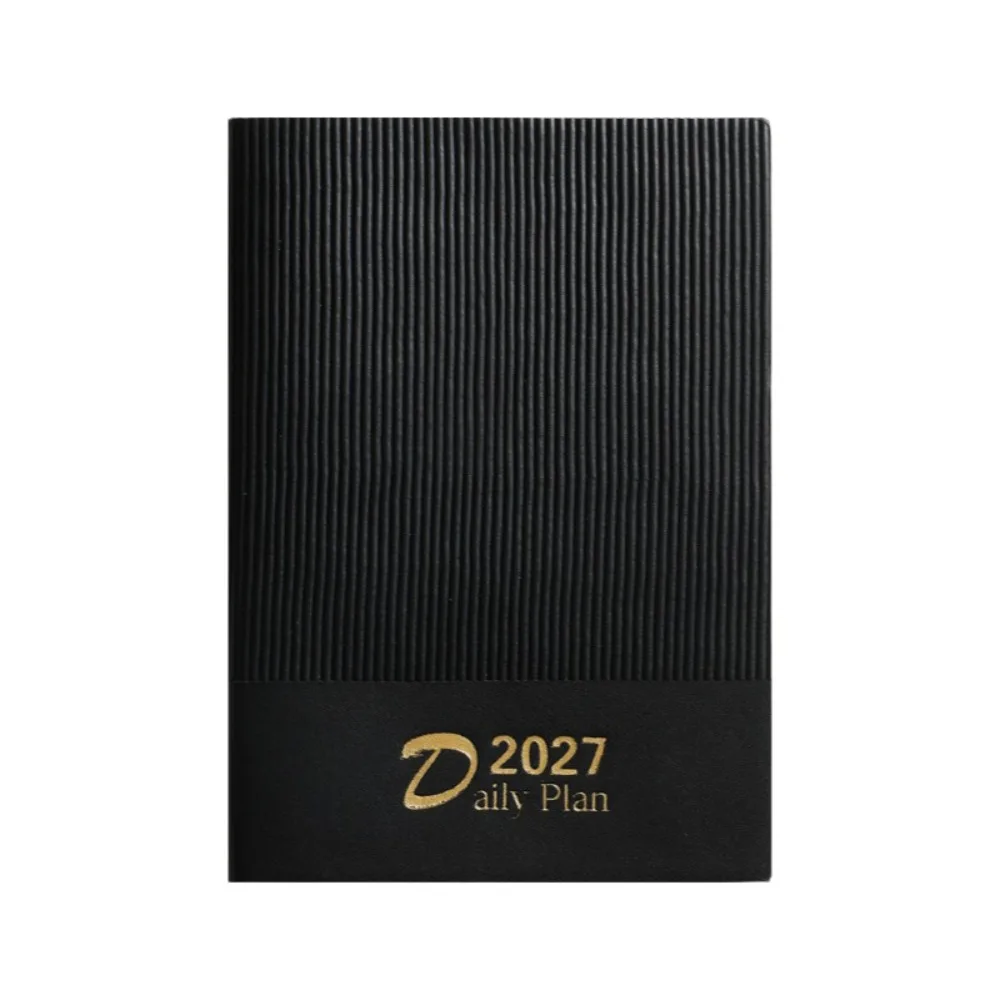 English 2027 Schedule Planner Notepad Wear-resistant Efficiency A5 Agenda Planning Notebook Thick Paper Leather Cover