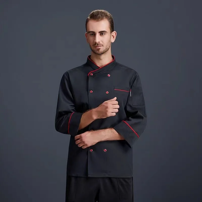 Unisex Chef Restaurant Jacket Short Long Sleeve Double-Breasted Chef Coat Men Women Canteen Hotel Kitchen Bakery Work Uniform
