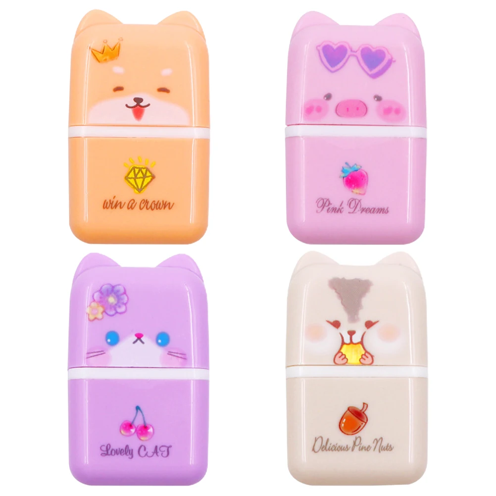 

4 Pcs Multipurpose Cartoon Animal Eraser Erasers for Pencils Cute Stationery Plastic School Supply
