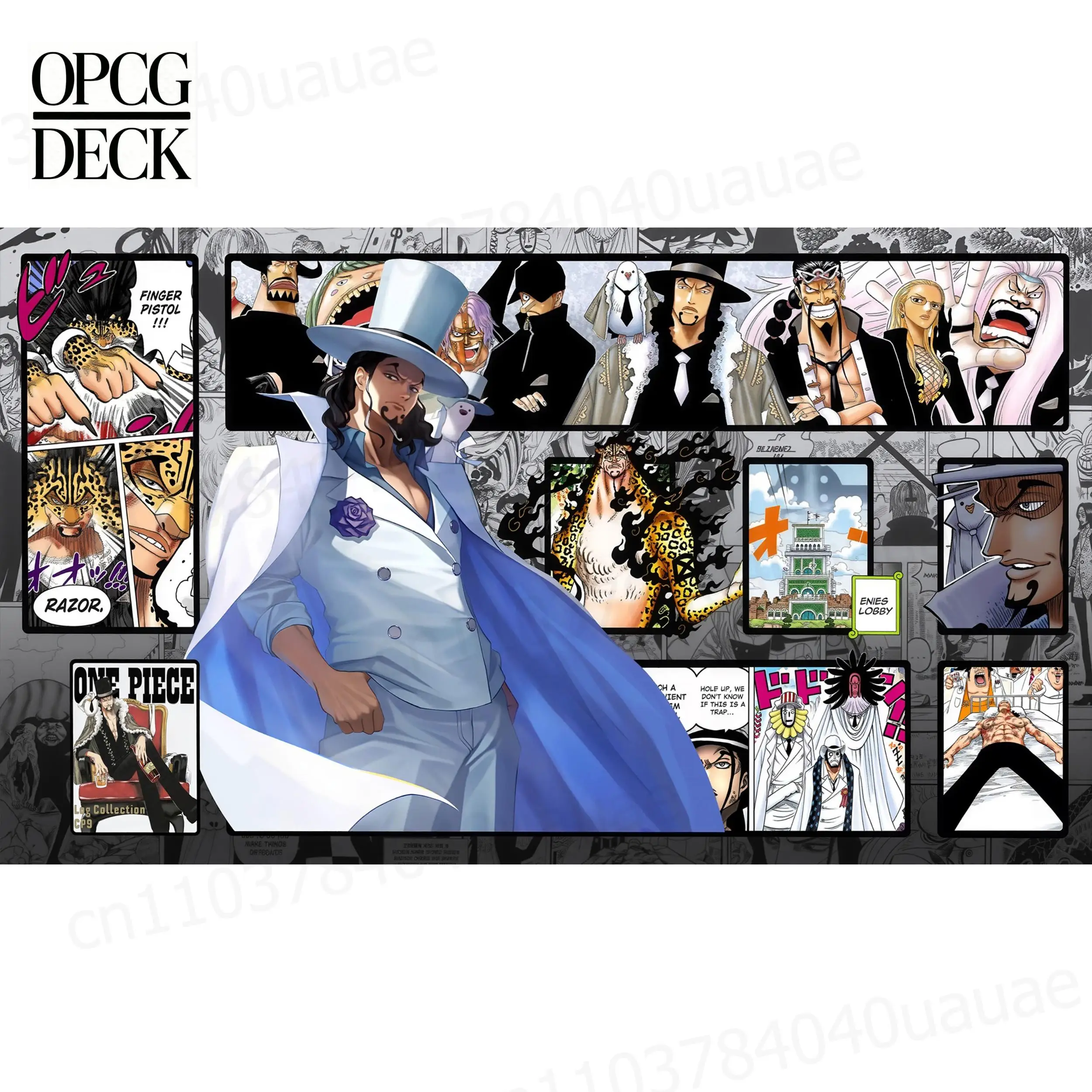 Tapete de Juego One Piece OPCG, Rob Lucci, Hadri Kaku, Jabra, Bluno, Kakuja, Tapete de Juego de Cartas de Anime de Alta Calidad, 60*35 cm