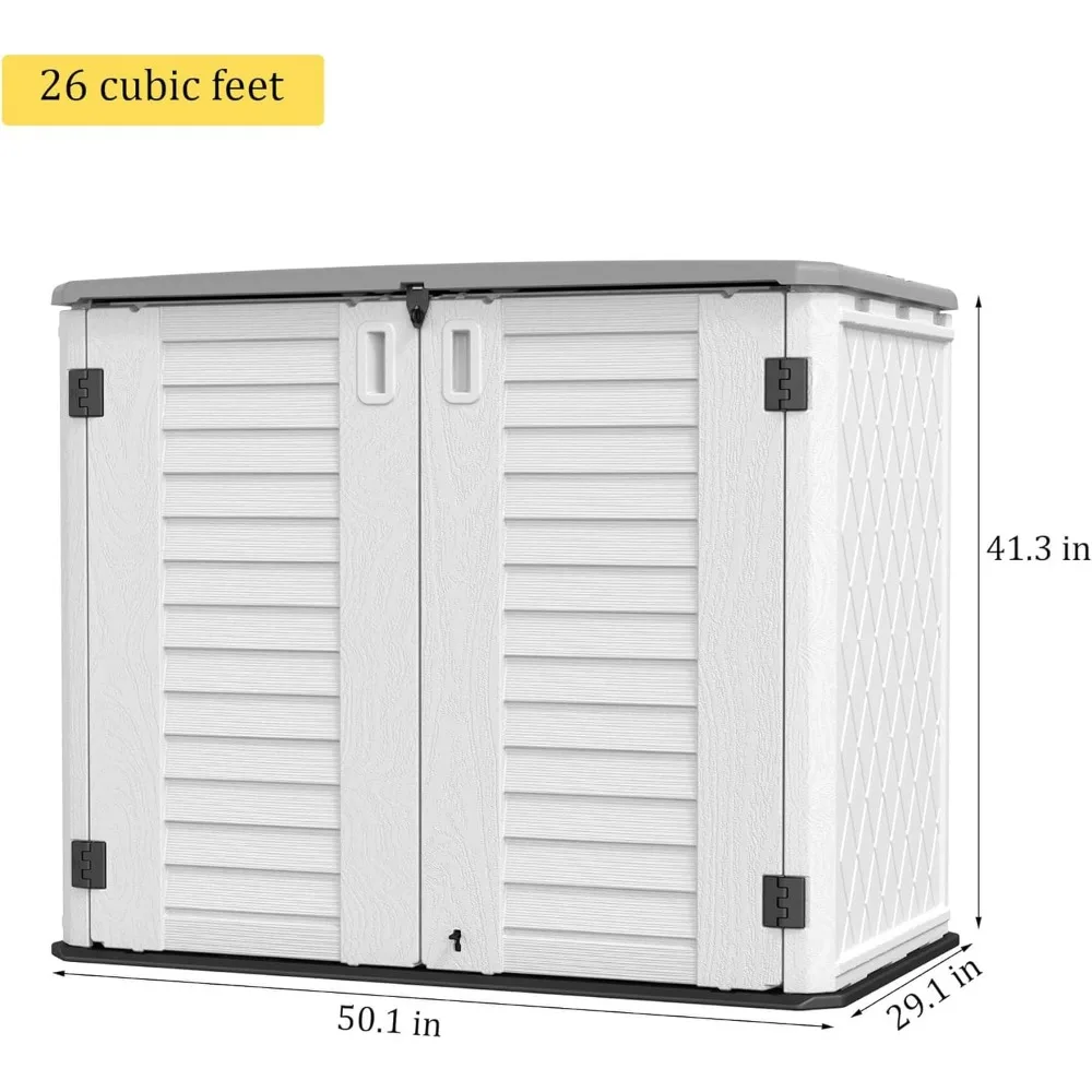 Outdoor Storage Shed Weather Resistance,Thickened Resin Outdoor  Cabinet,4×2.5×3.4 FT Horizontal Storage Storage Cabinet