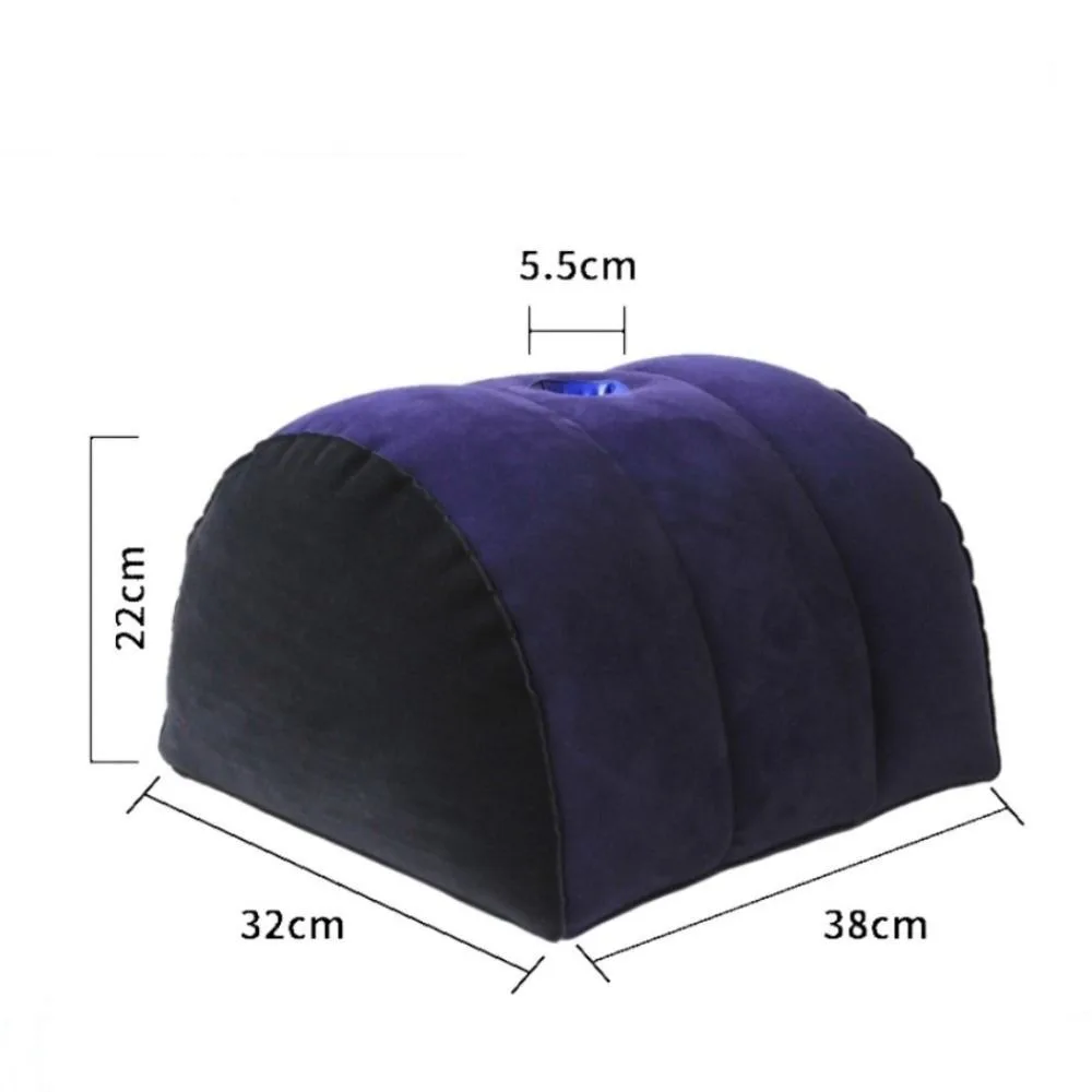 New PVC Flocking Silicone Pillow Triangle Cylinder Wedge Blue+Black Inflatable Pillow Inflatable Soft Triangle Pad Home