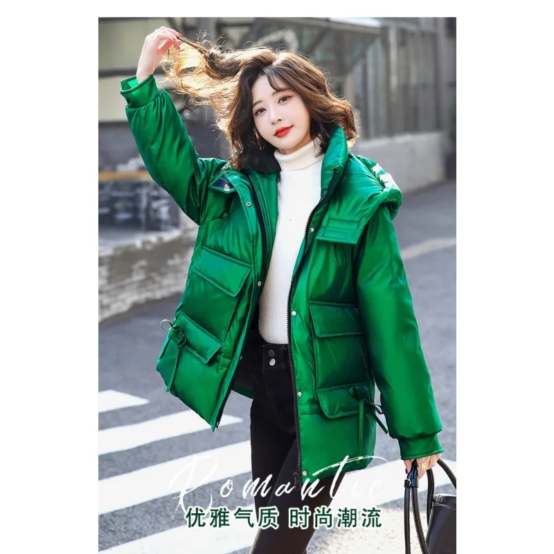 Women's Autumn Winter Top Coat Cotton Coat Thick Warm Shiny Large Size Simple Comfortable Casual Design Fashion Niche Versatile