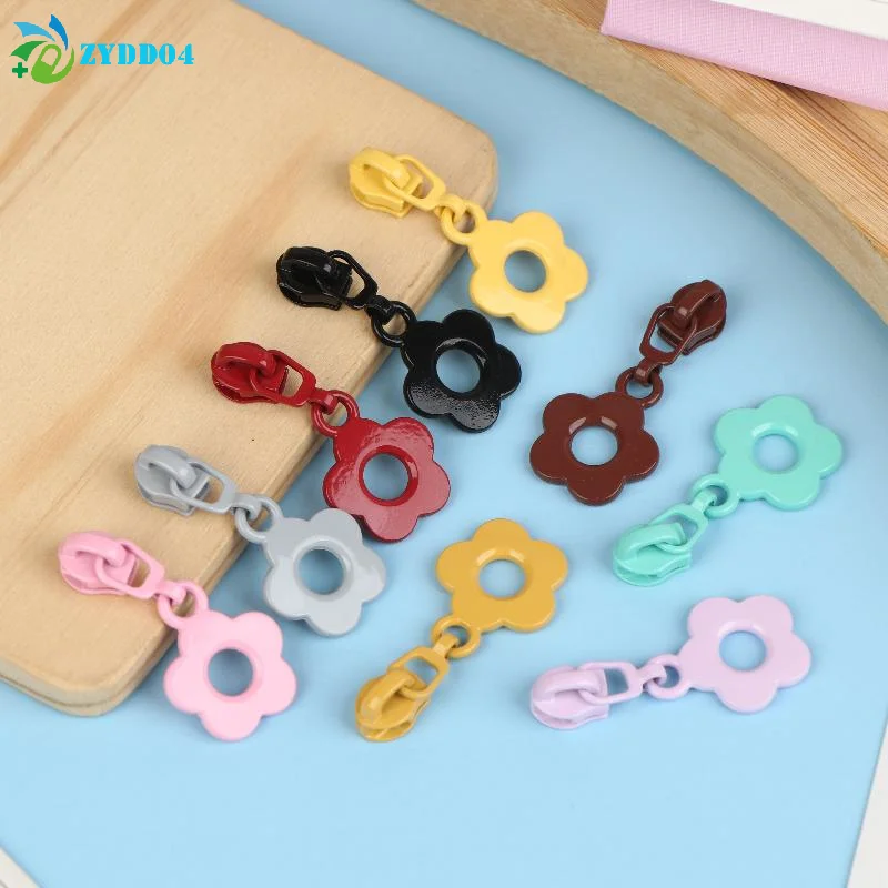 ●5/10Pcs Cute Little Flower Zipper Head For #3 Nylon Zippers Suitable For Home Sewing DIY Handmade Zipper Replacement