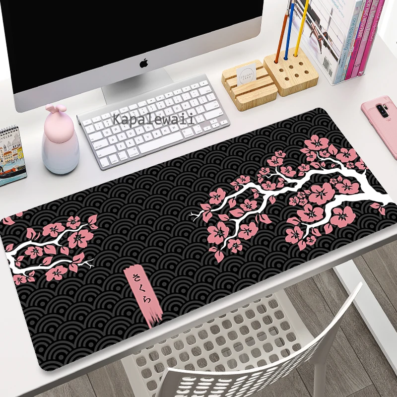 Japanese Style Mount Fuji Cherry Blossom Bird Sakura Mouse Pad Gamer 40x90 Large Mousepad XXL Desk Mats Natural Rubber Table Mat