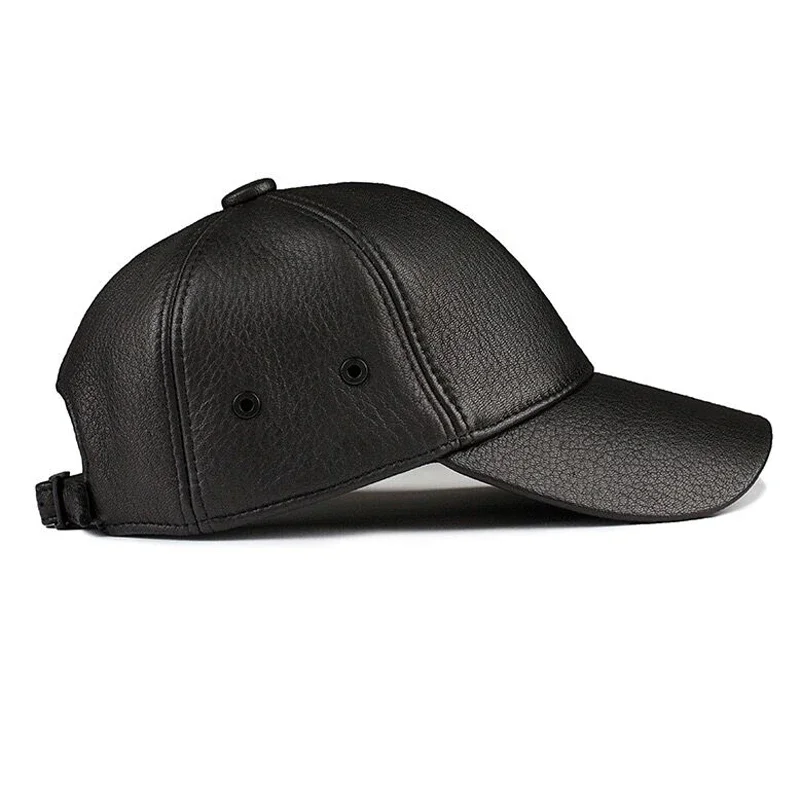 Men's Golf Genuine Leather Baseball Hat Male Winter Real Cow Skin Casual Wear Baseball Caps Korean Plate Baseball Cap Adjustable