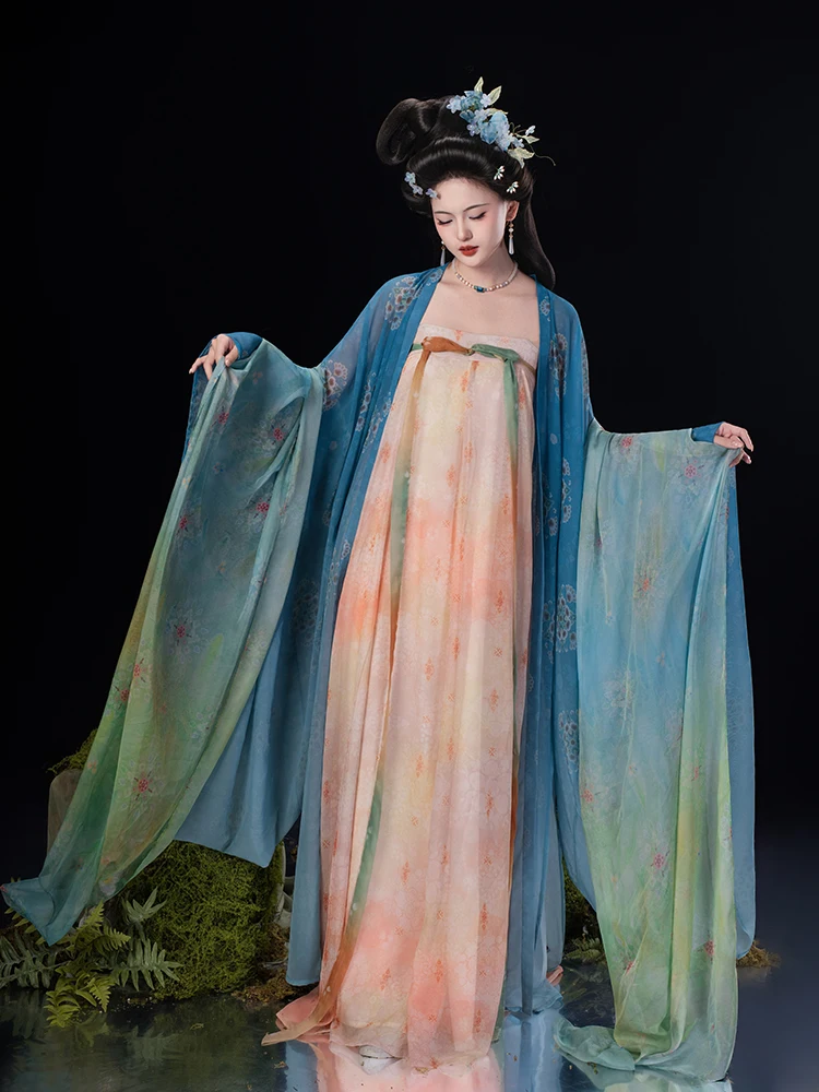 

anchi MiaoYu Tang Dynas Sle Hanfu Set for Young Women Svel Cheeky Girl Spring Summer Polyester Fiber Clothing