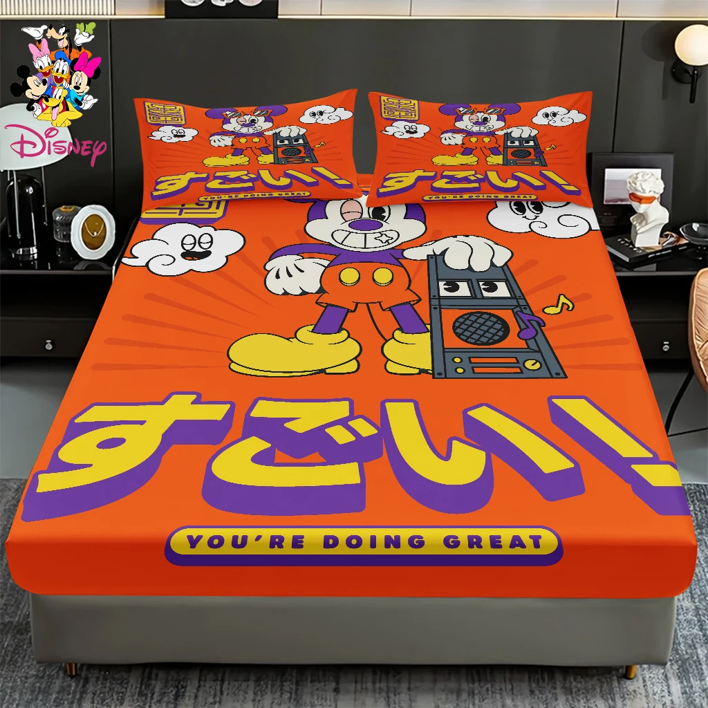 مجموعة ملاءات ديزني ميكي المجهزة مكونة من 2/3 قطعة، طباعة رقمية مريحة ولطيفة وناعمة هدية العيد للعائلة والأصدقاء