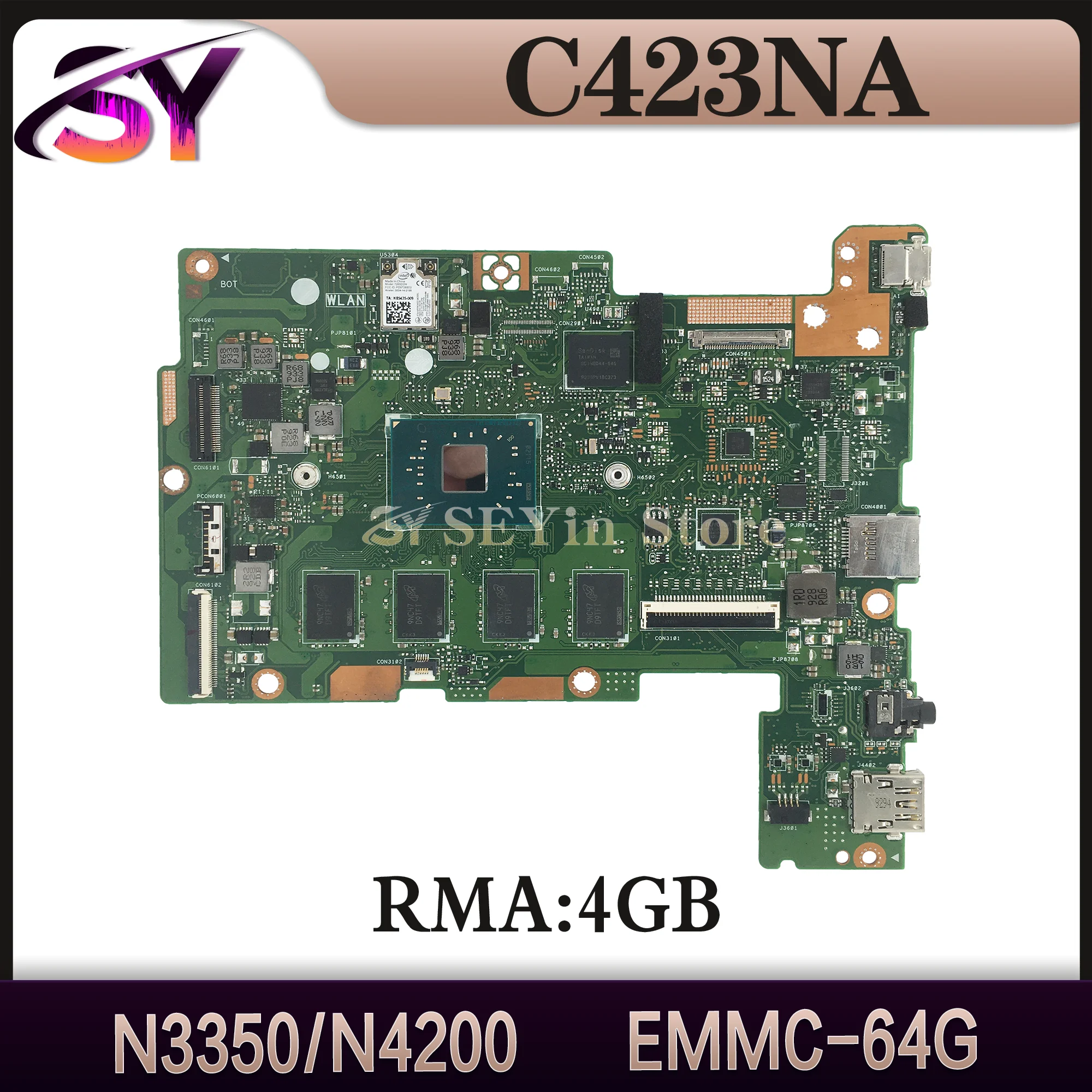 

Notebook Mainboard For ASUS C223N C423N C223NA C423NA C223 C423 Laptop Motherboard N3350 N4200 4GB-RAM EMMC-32G/64G/128G