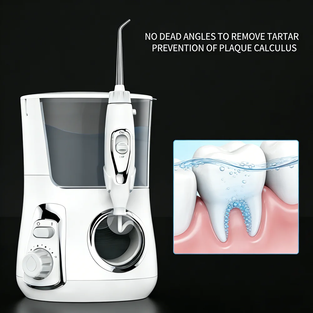 

Настольный ирригатор для ухода за полостью рта 800 мл, 10 режимов давления, 5 насадок, для глубокой чистки и профилактики кариеса