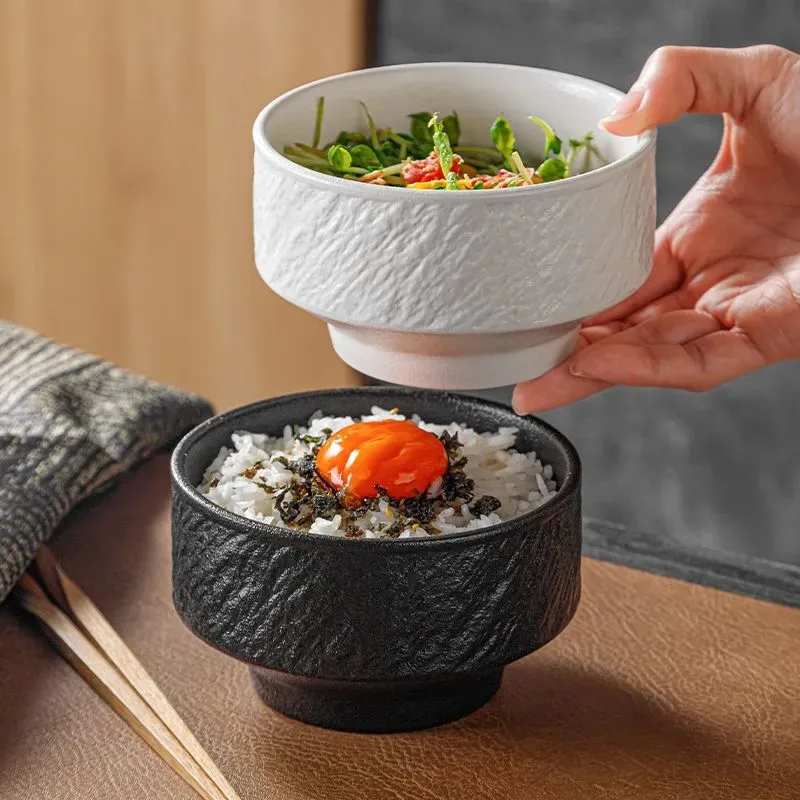 

Japanese Style Rice Bowl Household Ceramic Breakfast Soup Bowl Retro Creative Noodle Bowl Salad Simple Special Use Bowl ZI138